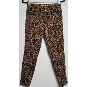 Zara Animal Print Leopard Skinny Pants Black Trousers 4